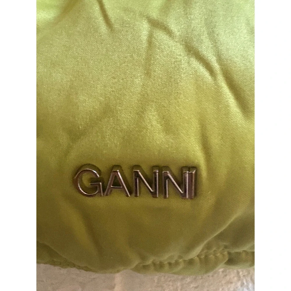 GANNI Occasion Small Hobo Bag Puffy Knotted Handle Lime Green One Size